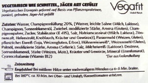 Vegafit Schnitzel Zutaten