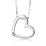 Miore 925 Sterling Silber Halskette für Damen mit Diamant Brillant Herz Anhänger an 45 cm langer Kette
