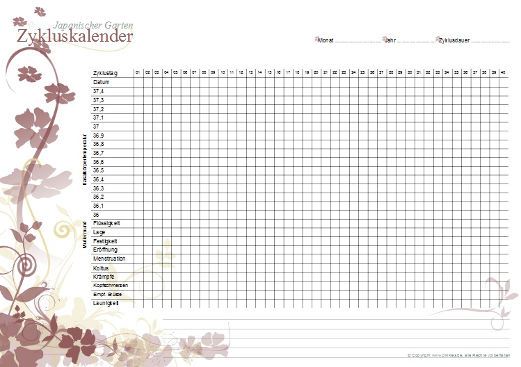 Zykluskalender japanischer Garten: Marsala-Splash