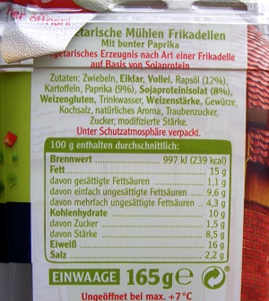 Rügenwalder vegetarische Frikadellen - Zutaten