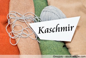 Kaschmir-Wolle mit Schild