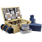 HappyPicknic Weiden-Picknickkorb mit unfangreicher Ausstattung und Picknick-Decke