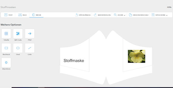 Stoffmaske individuell gestalten mit Vistaprint