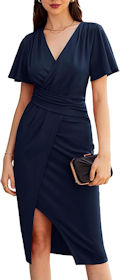 GRACE KARIN Damen Elegant Businesskleid Rueschen