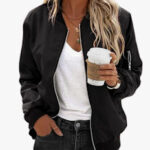Zeagoo Bomberjacke Damen Kurze Blouson Jacke