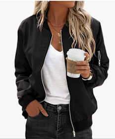 Zeagoo Bomberjacke Damen Kurze Blouson Jacke